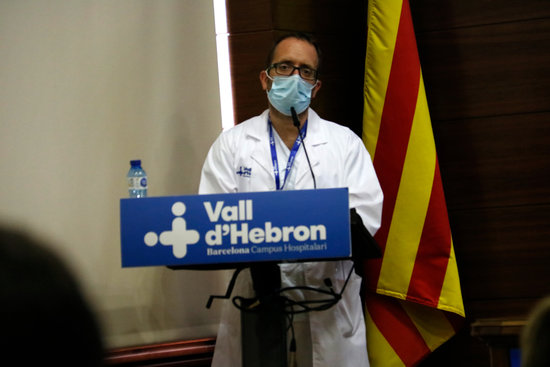 El cap de la Unitat de Patologia Infecciosa i Immunodeficiències de Pediatria de Vall d’Hebron, Pere Soler, durant la roda de premsa. Imatge del 31/08/2020 (horitzontal)
