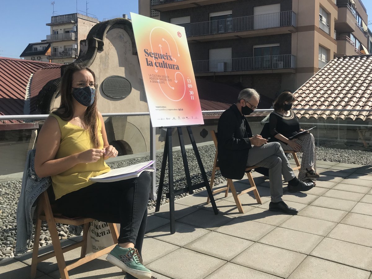 Maria Villegas, Josep Mayoral i Pietat Sanjuán, en la presentació del la programació cultural de tardor