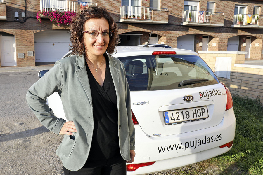 La manlleuenca Maite Roma després d'arribar a Manlleu procedent de Santa Coloma de Farners