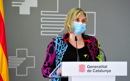 Pla mitjà de la consellera de Salut, Alba Vergés, durant la presentació de l'ampliació de l'Hospital Verge de la Cinta de Tortosa. Imatge de l'11 de desembre