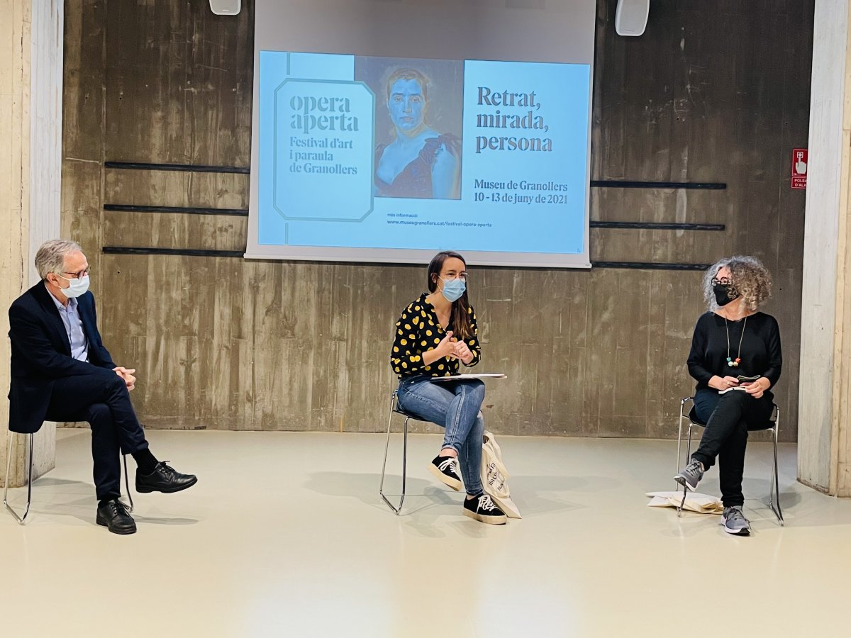 La presentació del festival amb Josep Mayoral, Maria Villegas i Cristina Masanés