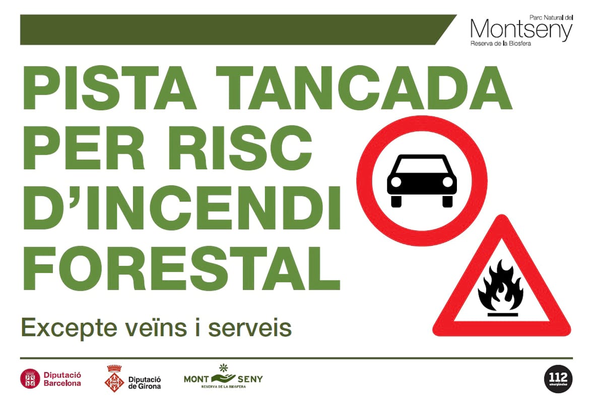 Senyal de pista tancada al Parc Natural del Montseny / XPN - Diputació de Barcelona