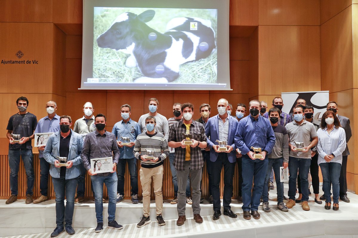 Foto de família del top 20 de la 16a edició dels Premis Vaca d'Or, dimecres, a l'Auditori Marià Vila d'Abadal del Sucre