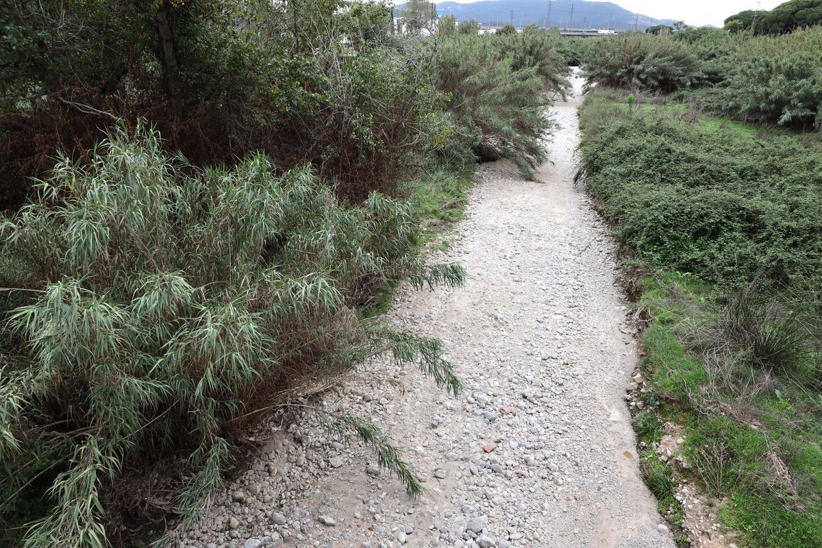 El riu Tenes sec a l'altura de Parets, abans d'arribar al Besòs