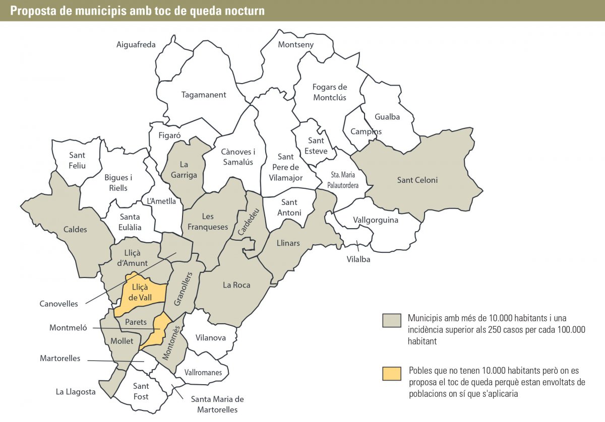 Mapa dels municipis afectats