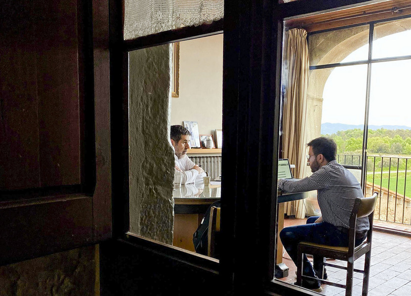 Pere Aragonès i Jordi Sànchez, reunits a Prats