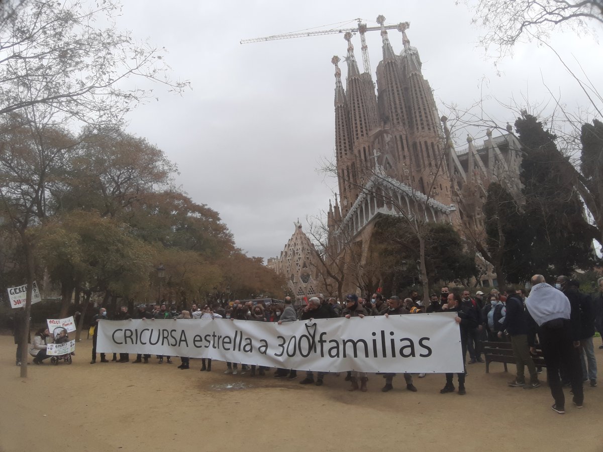 Una manifestació de la plantilla davant de la Sagrada Família de Barcelona