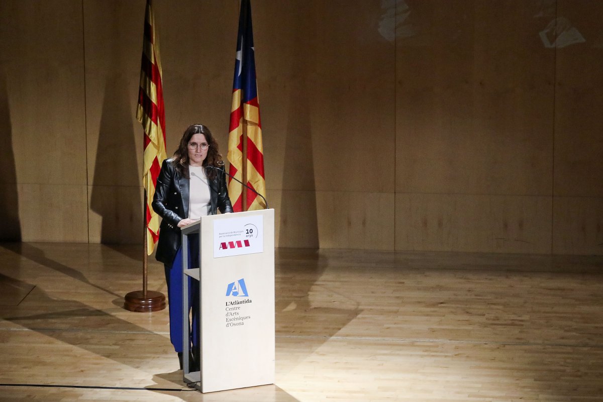 Laura Vilagrà, consellera de la Presidència, en un moment del seu parlament