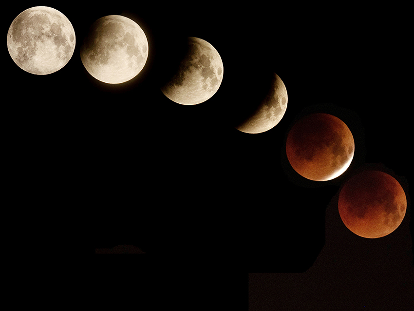 Seqüència del darrer eclipsi de Lluna a Llerona