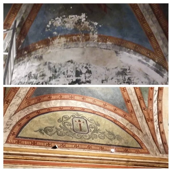 L'abans i el després d'una part dels treballs de restauració