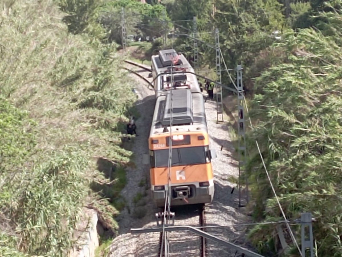 Un comboi aturat enmig de l’R3, en una imatge d'arxiu
