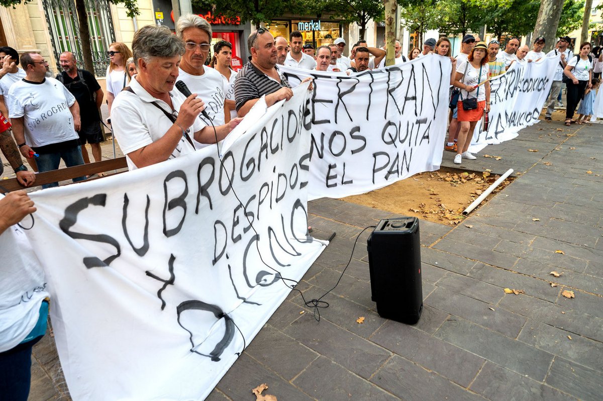 Treballadors de Bertran en una de les manifestacions de protesta pel procés d’adjudicació