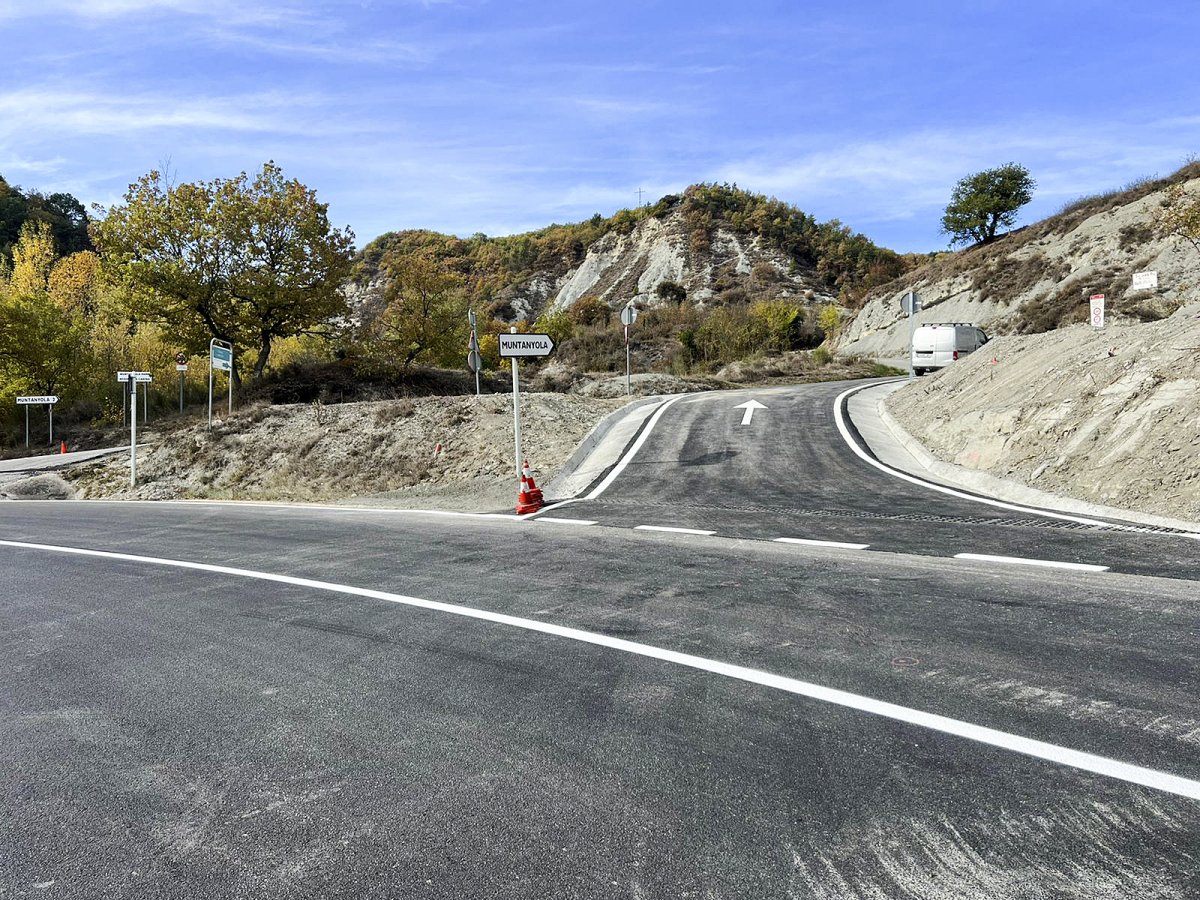 Imatge del nou accés a la carretera de Muntanyola des de l'N-141c
