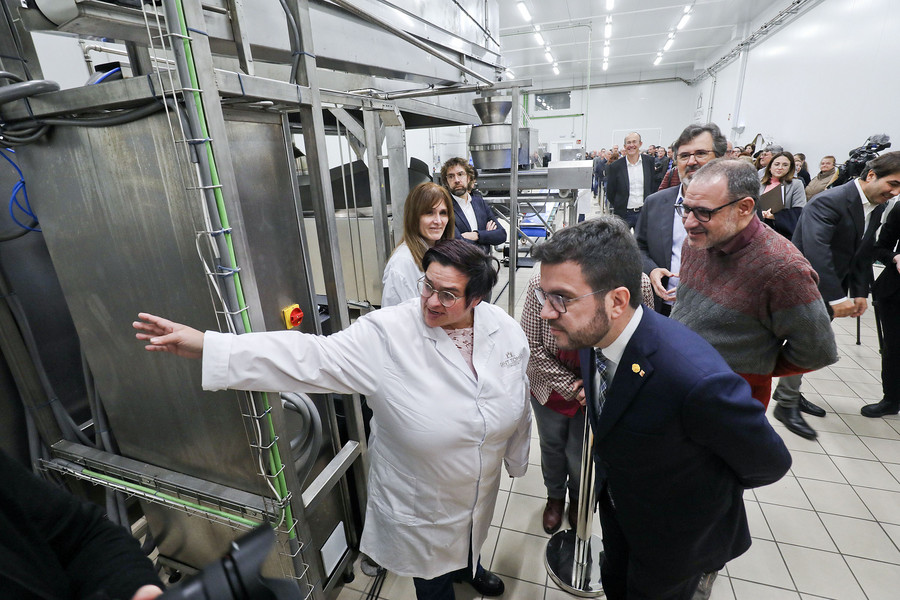 El president Pere Aragonès en una visita a la planta de Sant Tomàs