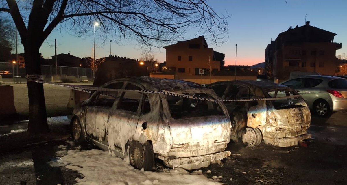 Els cotxes afectats pel foc d'aquest dilluns a Cardede