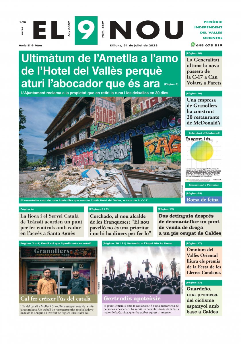 EL 9 NOU del Vallès Oriental del 31 de juliol de 2023