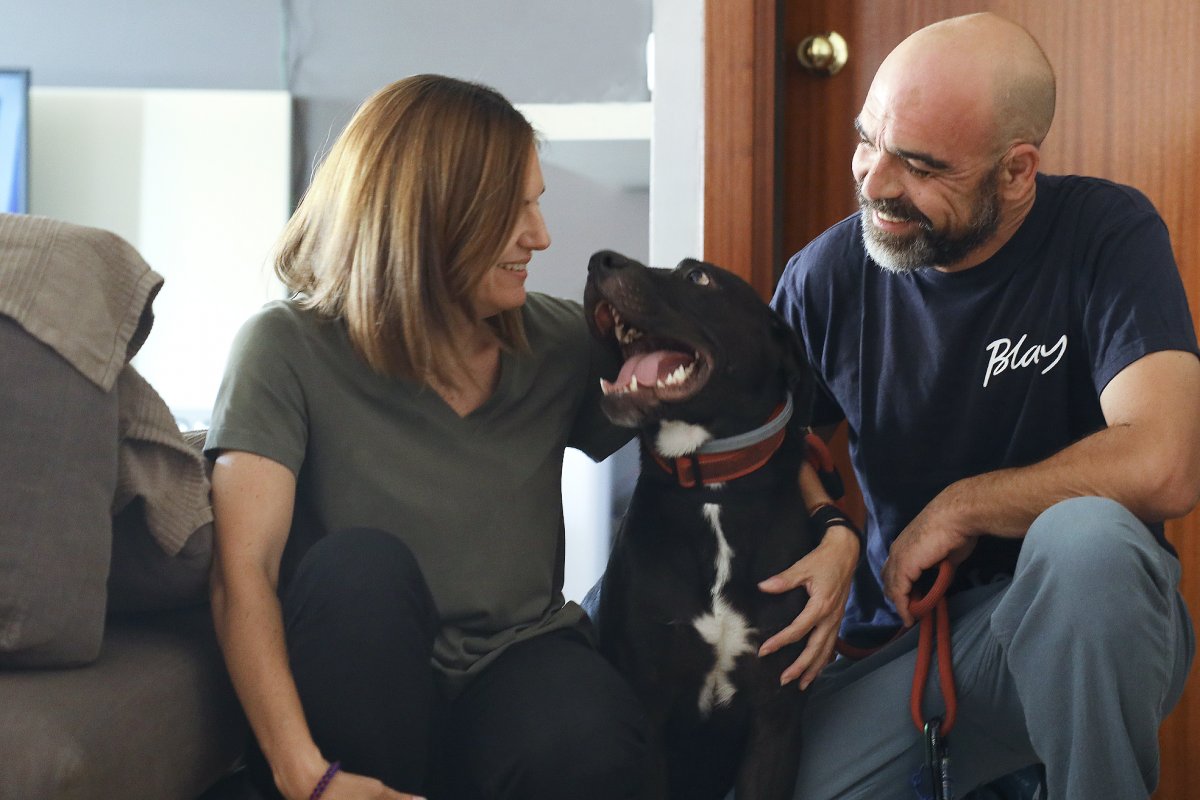 Mònica Molinero i la seva parella, de Canovelles, van adoptar un gos fa uns mesos a la protectora de Granollers