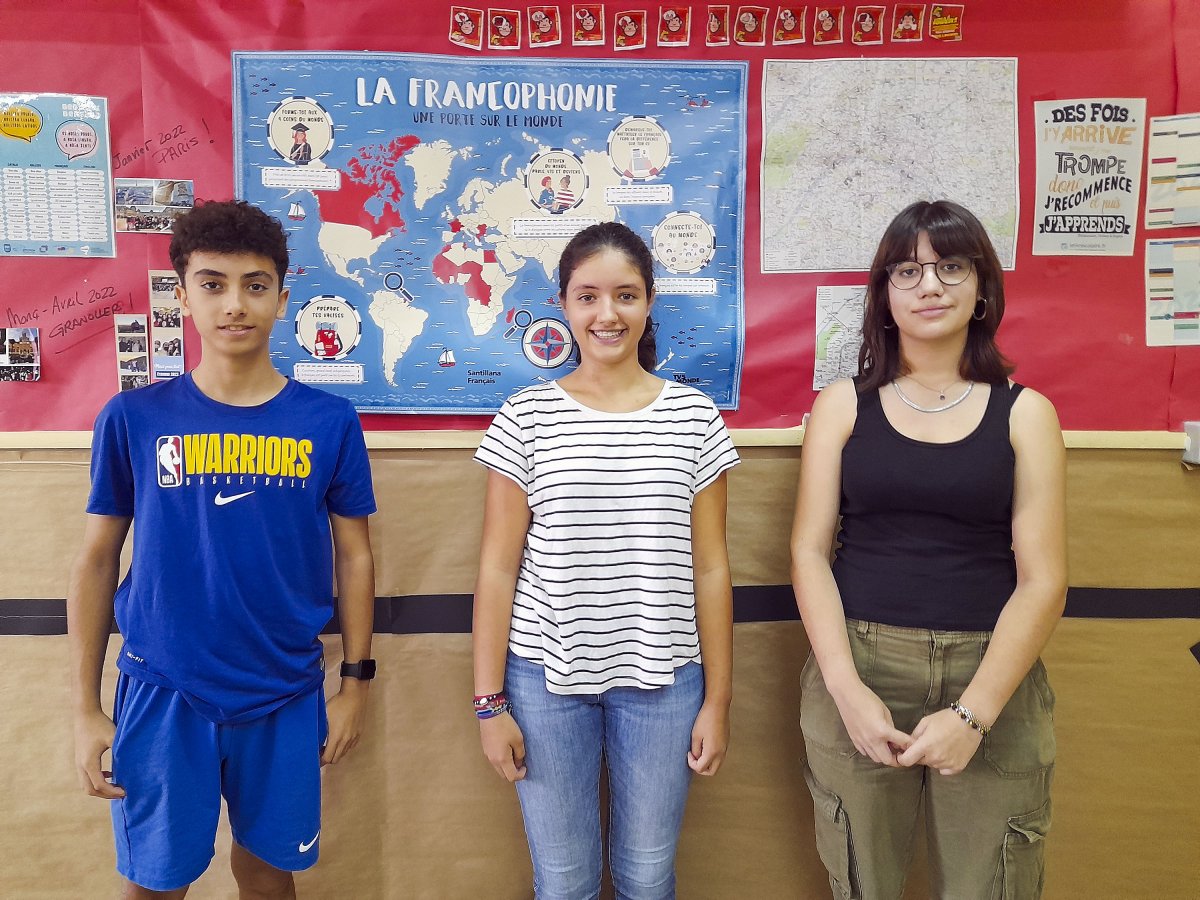 Pol Carrasco, Náyade Carrasco i Luz Ramos, estudiants de l’institut Bellera que han participat en projectes Erasmus +