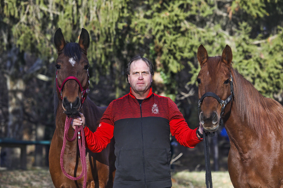 Ignasi Casas, la setmana passada, amb dos dels seus cavalls a  Vic