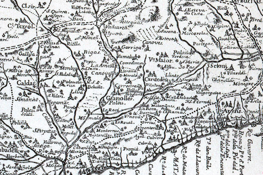 El Vallès Oriental al 'Mapa del principado de Catalña y condado del Rosellón" / gravat de Francesc Xavier de Garma i Ignasi Valls (1764)