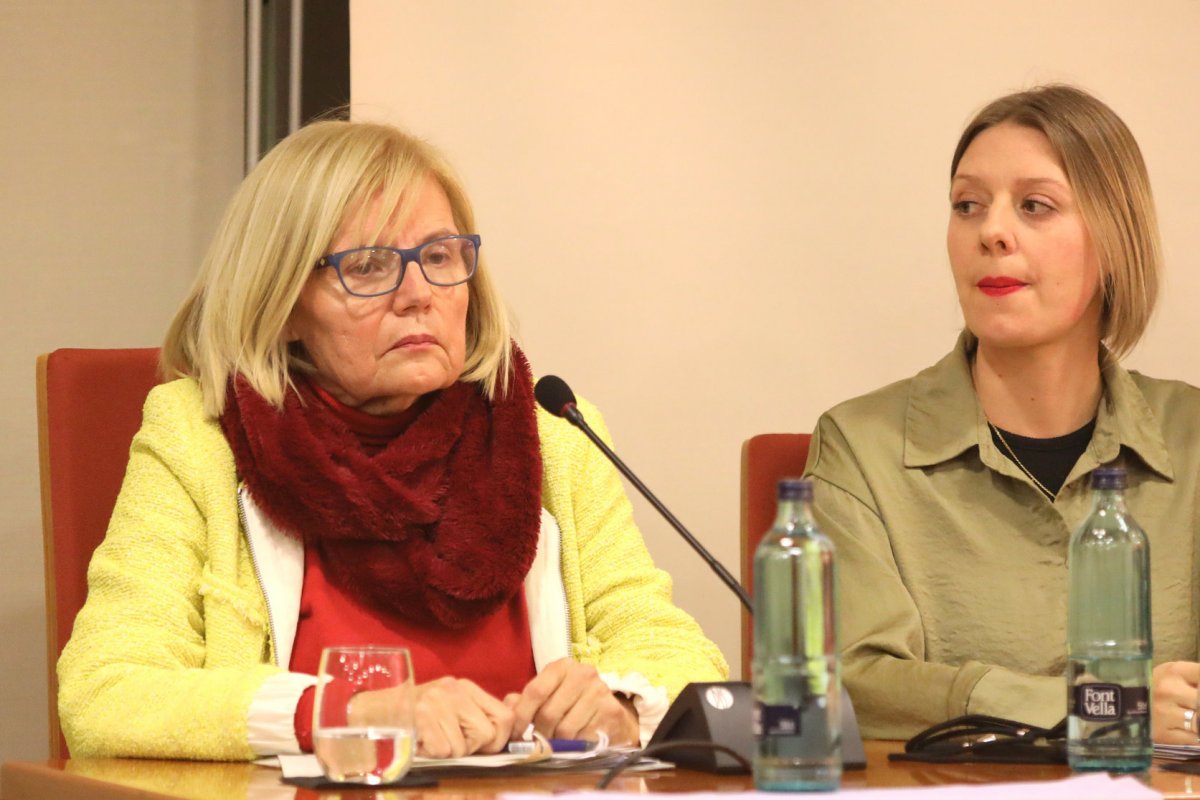 Cristina Tarrés, a l'esquerra, durant un ple de l'Ajuntament
