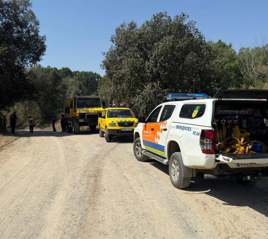 Efectis de l'ADF i Portecció Civil desplegats a la zona del foc