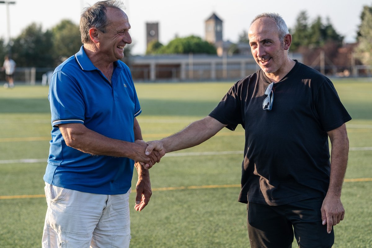 Josep Tió i Pitus Comerma, la setmana passada al camp de futbol del Seva