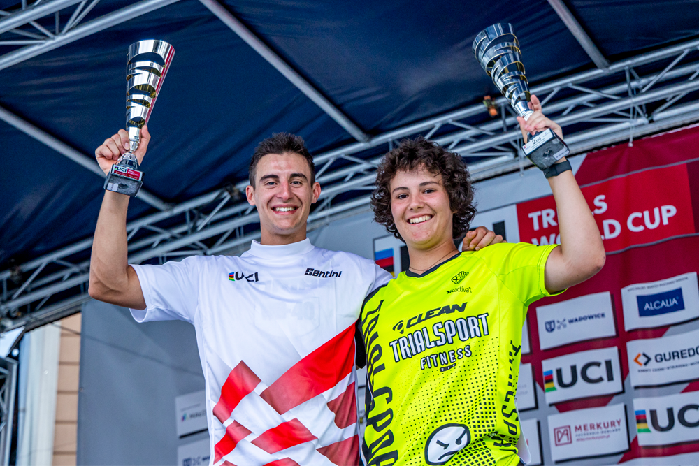 Eloi Palau i Alba Riera al podi i amb la copa de segons classificats