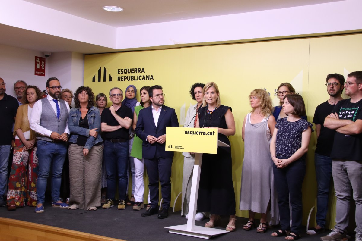 La direcció d'ERC, dilluns, en el moment d'anunciar el preacord amb el PSC