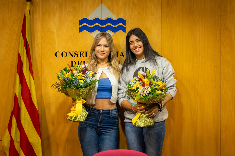 Fiona Pinar i Dàlia Santiago, dissabte a la seu del Consell Comarcal del Ripollès