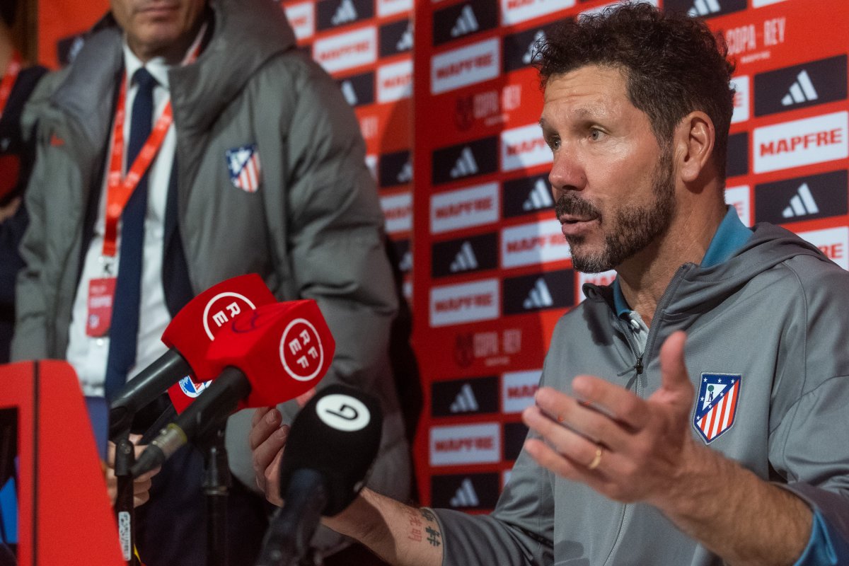 El Cholo Simeone, durant la roda de premsa posterior al partit