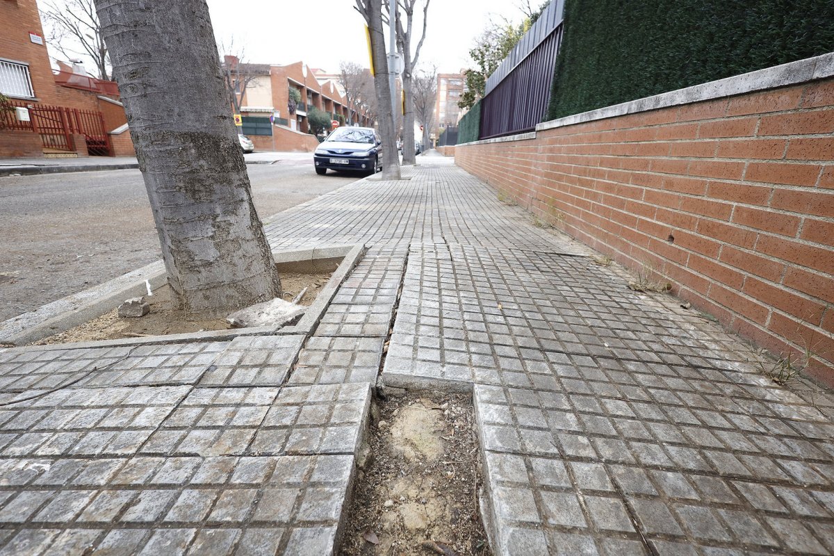 Estat d'una vorera al carrer de les Brodadores de Mollet al gener d'aquest any