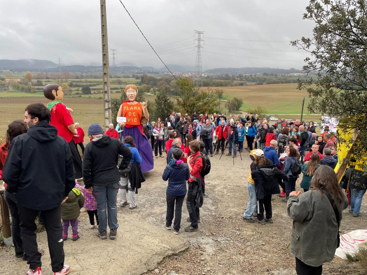 Els gegants Incasòl i Plana de Vic, durant la manifestació