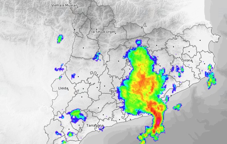 El radar meteorològic poc després de les 11 del matí