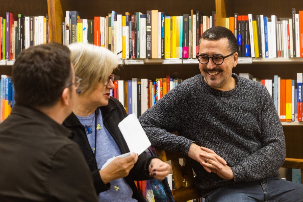 Francesc Soler, amb Blanca Busquets i Marc Güell, en la presentació de divendres a Muntanya de Llibres