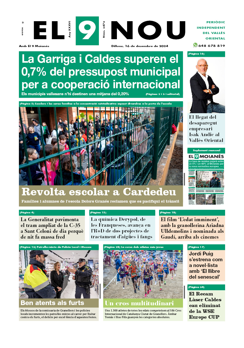 A la primera plana: La Garriga i Caldes superen el 0,7% del pressupost municipal per a cooperació internacional. Els municipis vallesans n'hi destinen una mitjana del 0,20%