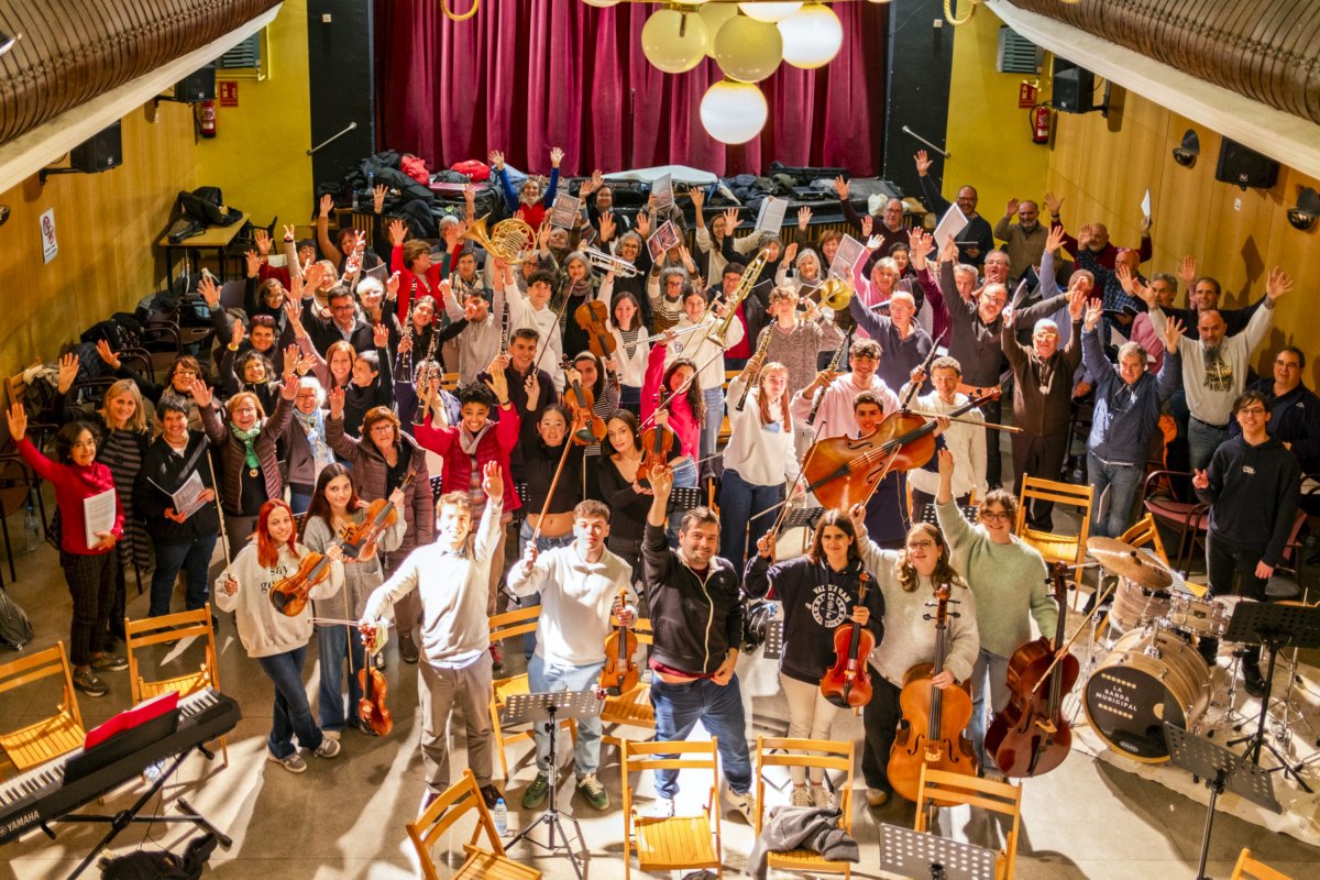 Foto de família de l'assaig que es va fer a Ribes de Freser