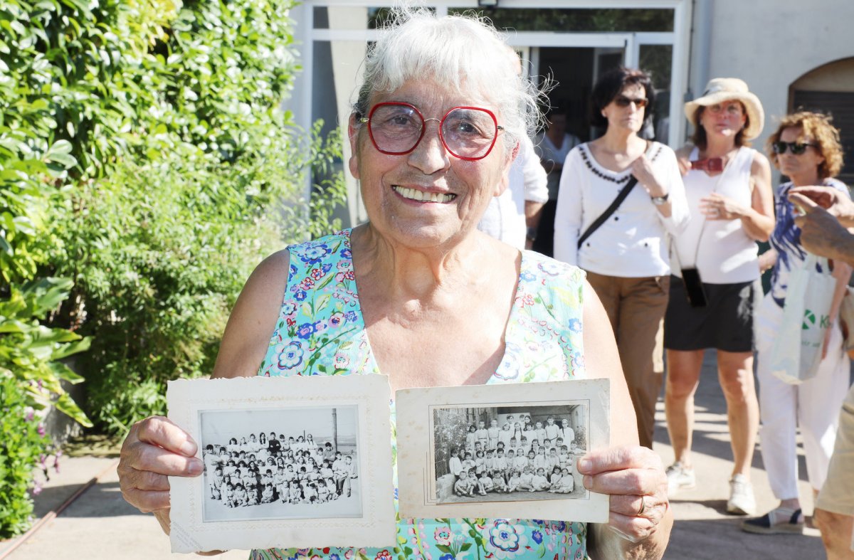 Lluïsa Salvador en una trobada d'exalumnes de l'Escola Montserrat l'estiu del 2023