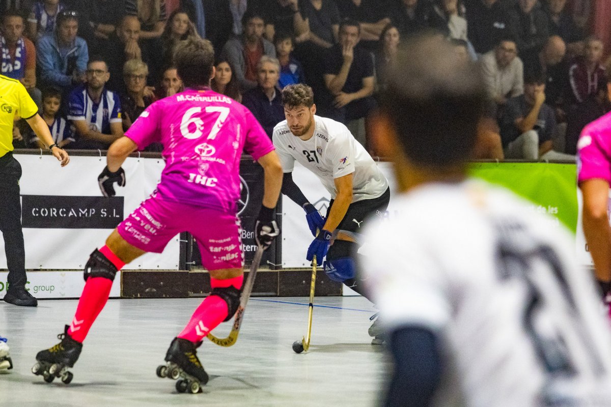 Àlex Rodríguez, l'autor dels quatre gols del Voltregà, en el partit d'anada davant l'Igualada