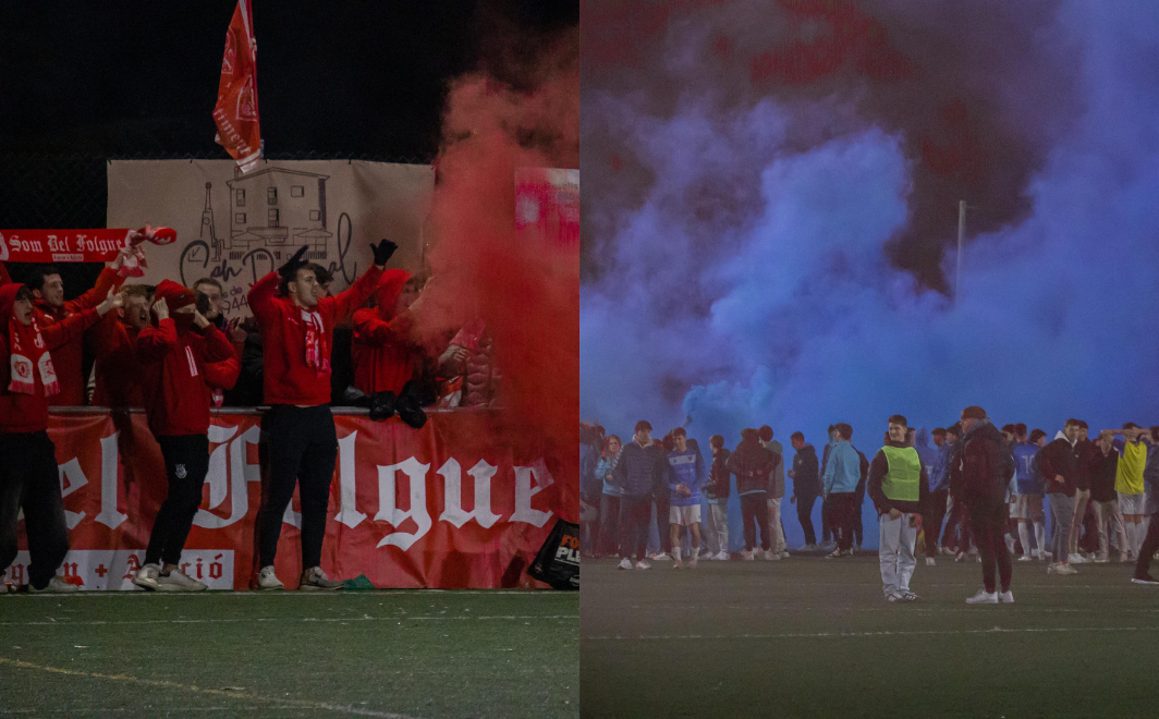 Les dues aficions, com a protagonistes, en el derbi entre el Folgueroles i el Sant Julià