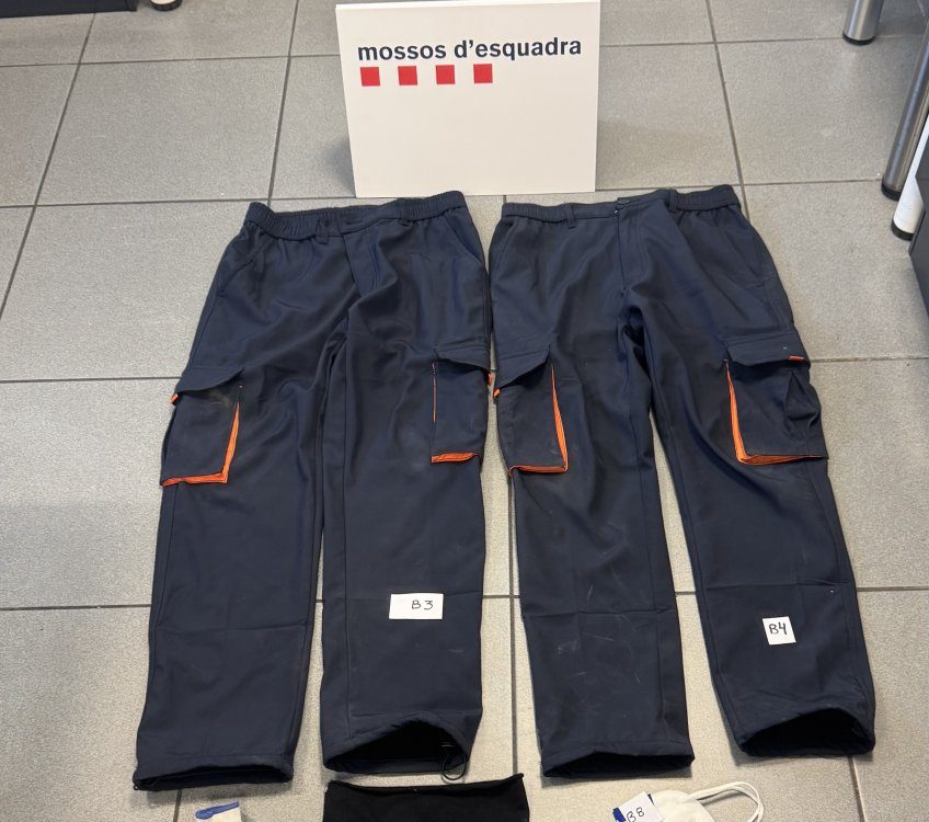 Les peces de roba que portaven els arrestats
