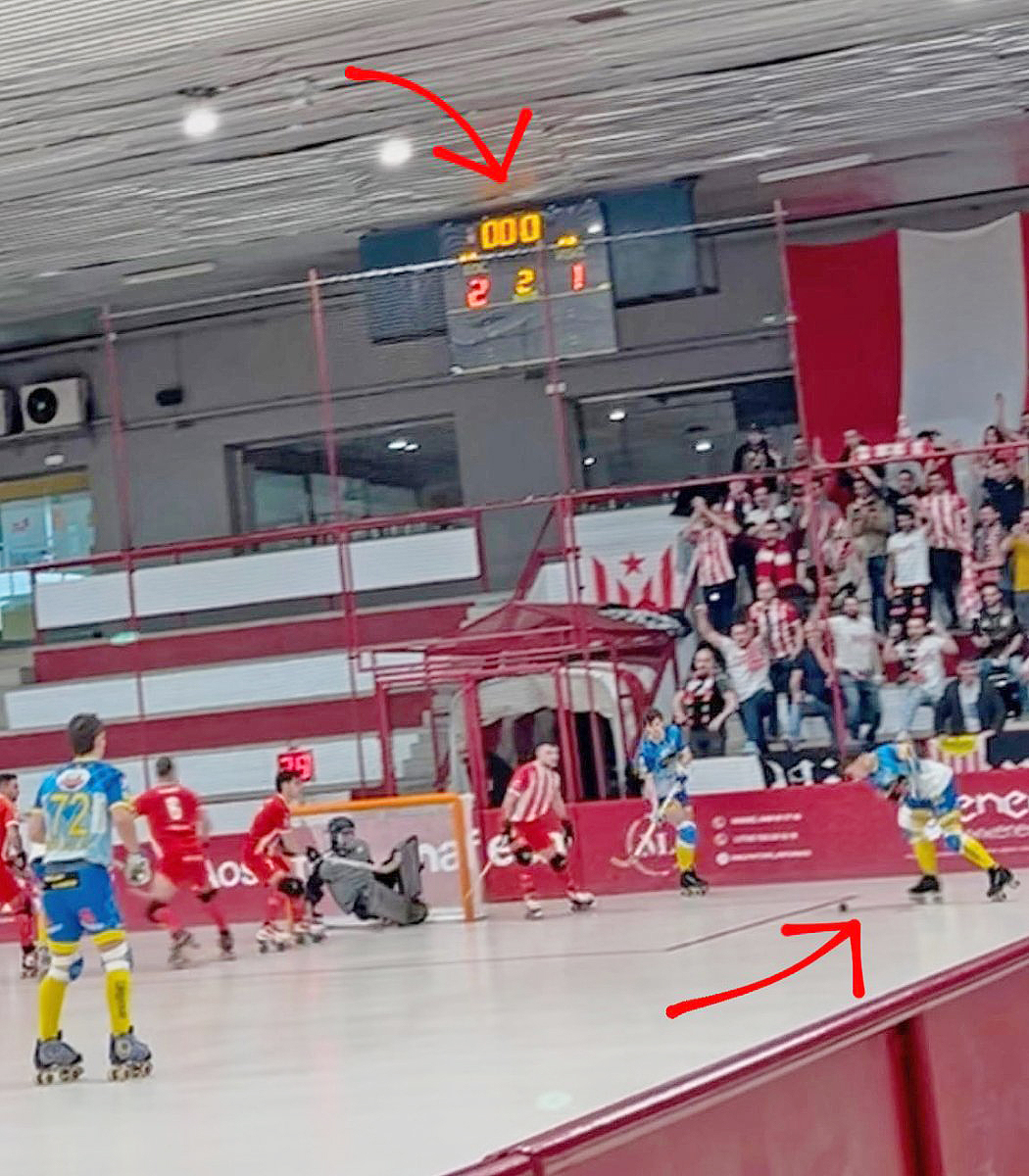 La imatge presentada pel Vic com a prova que el gol va ser fora de tempsd