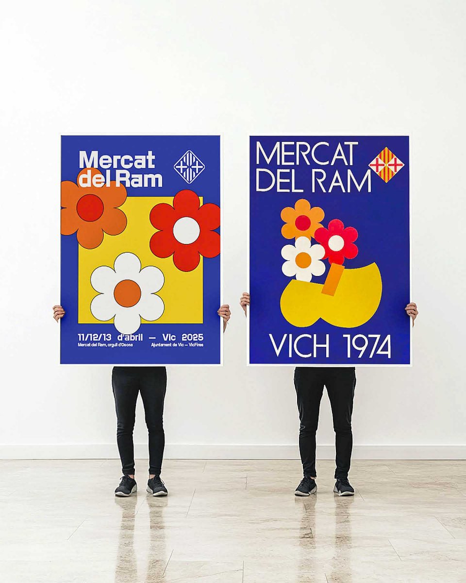 Un muntatge amb els dos cartells, l'actual i el de 1974