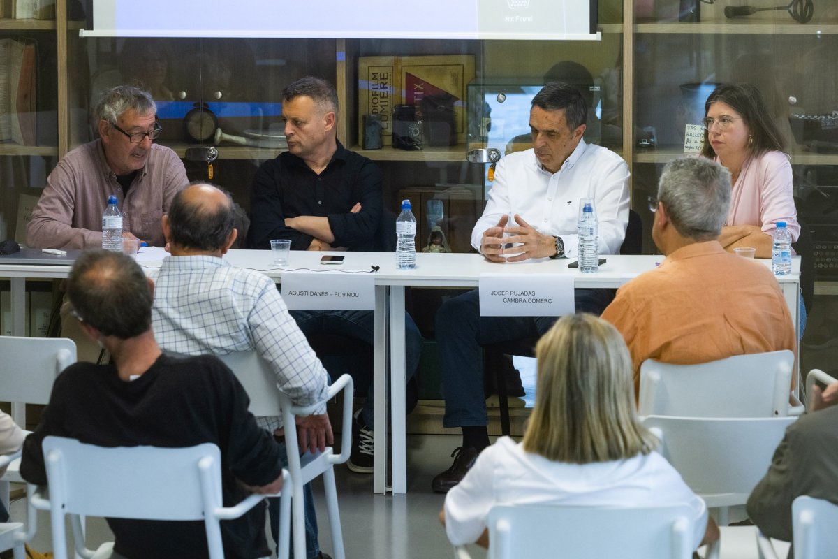 Manel Prieto, Agustí Danés, Josep Pujadas i Estíbaliz Pous, durant el debat de dissabte a Torelló