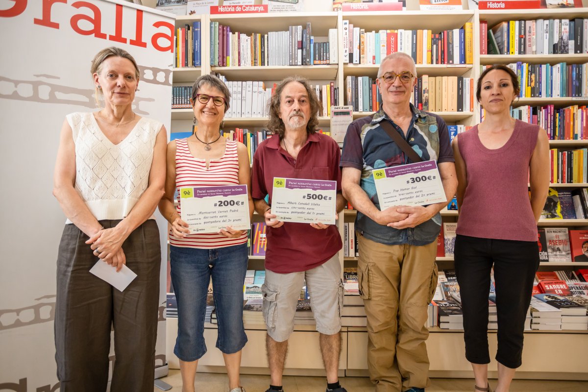Beth Codina, Montserrat Vernet, Albert Canadell, Pep Homar i Eva Portell, dimecres a la llibreria La Gralla