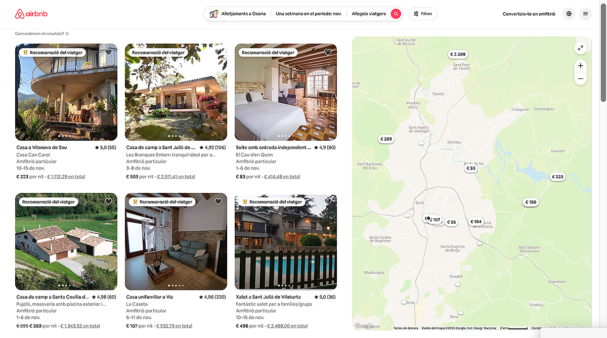 Algunes de les opcions a Osona en consultar Airbnb