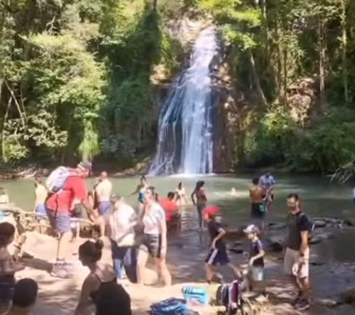 Un fragment d'un vídeo que el grup d'ERC va compartir a les xarxes socials de com estava el gorg el cap de setmana passat