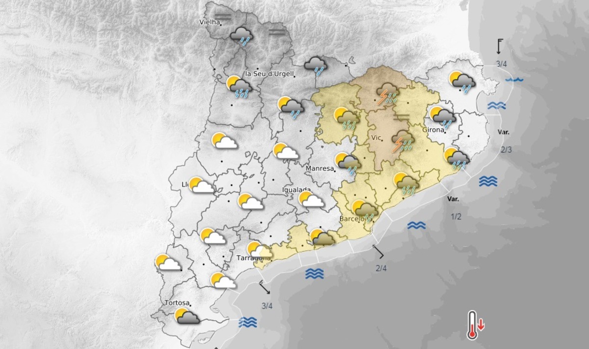 Previsió del Meteocat per a aquest dimecres al migdia/tarda