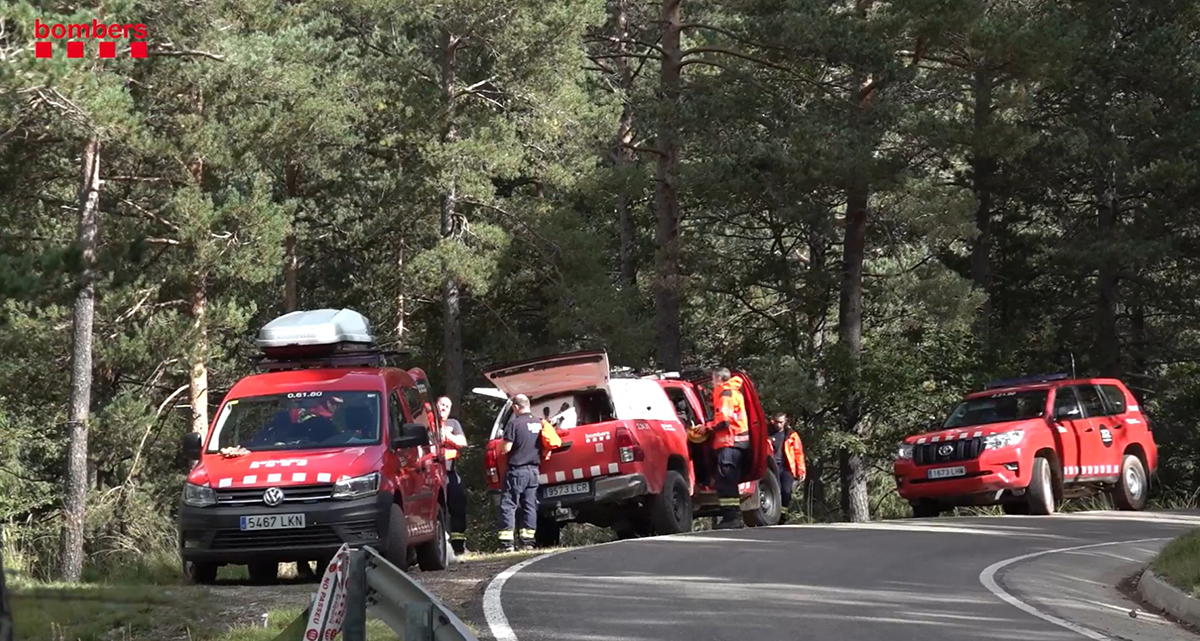 Efectius dels Bombers treballant en la recerca del boletaire