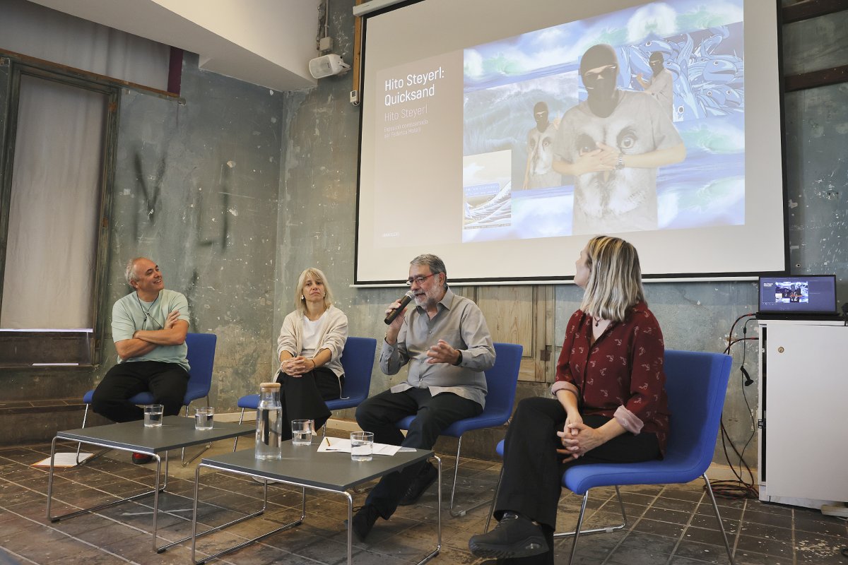 Albert Gusi, Alba Barnusell, Joan Fontcuberta i Vanesa Jiménez a la presentació del Panoràmic aquest matí